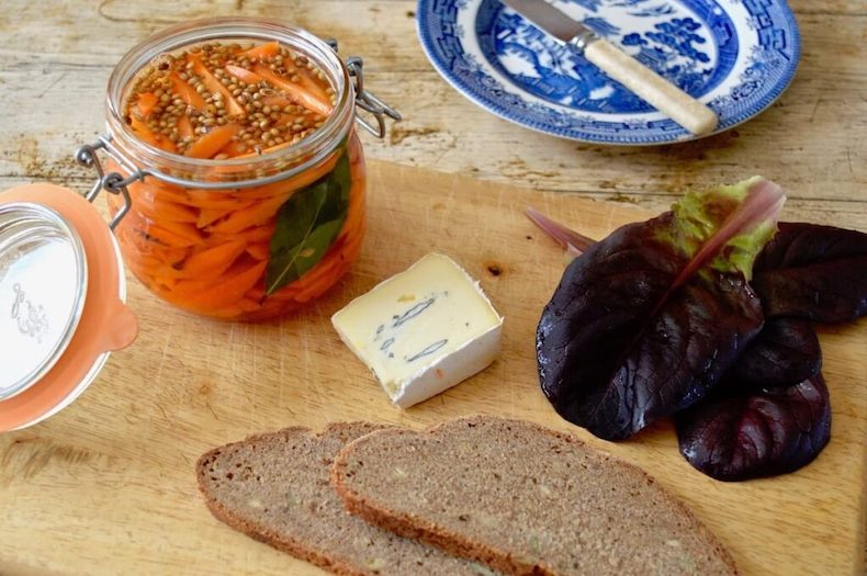 Pickled carrots cheeseboard