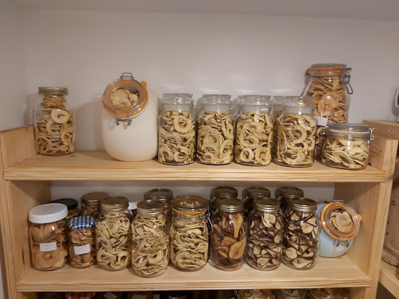 Dried fruit snacks on shelves