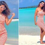 Hina Khan poses in an off-shoulder high slit shirt dress; says she is missing her beach vacays (View Pic) - OKEEDA
