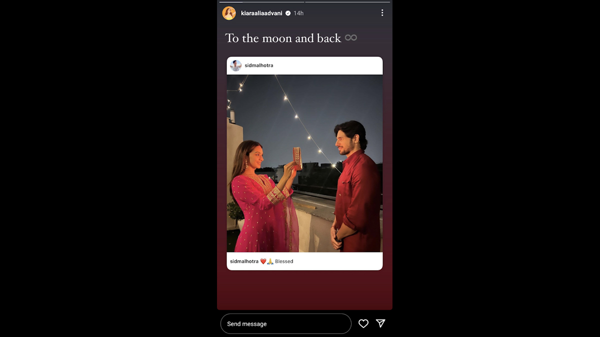 Kiara Advani Gives a Glimpse of Her First Karwa Chauth With Husband Sidharth Malhotra, Shares Romantic Pic On Insta!